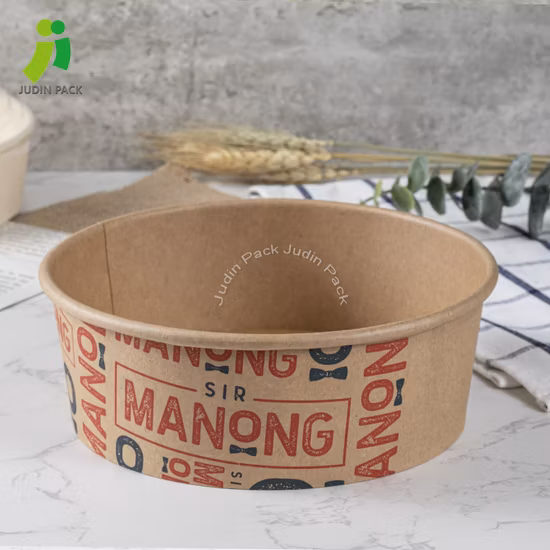 Food Container Custom Printed Multi-Size Disposable Kraft Paper Salad Bowl