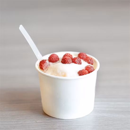 Eco Friendly Biodegrada PE Coating Disposable Frozen Yogurt Paper Ice Cream Cup Bowl with Plastic Paper Lid Free Sample