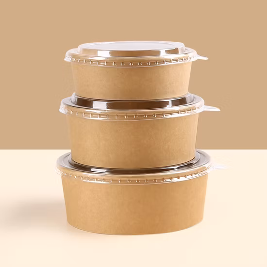 Disposable Takeaway Food Packaging Paper Salad Bowl