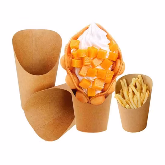 Egg Puff Waffle French Fries Chips Scoop Ice Cream Snacks Kraft Paper Cup Paper Bucket