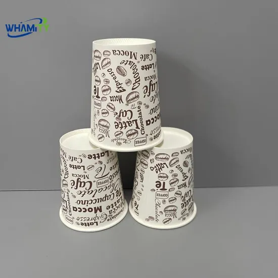 Disposable Paper Cup Printing Takeaway Drinking Coffee Paper Cup with Prevent Leaks Lids