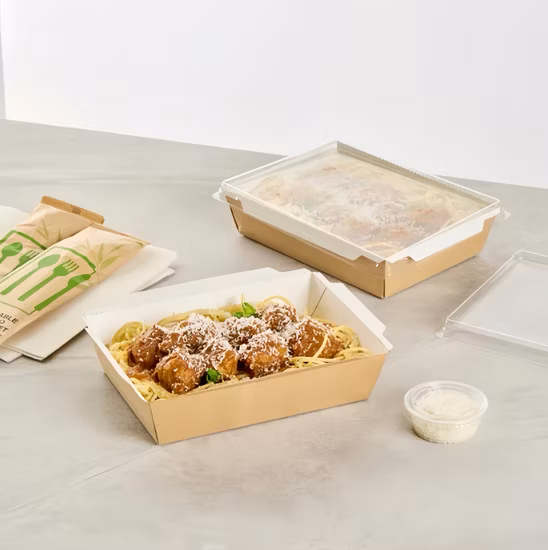 500ml Food Grade Disposable Fried Chicken Fruit Ice-Cream Salad Kraft Paper Bowl Paper Paper Box with PP Lid or Paper Lid